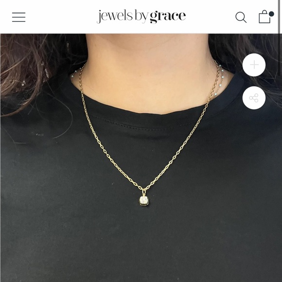 Antique old mine cut diamond collet setting necklace 14kt gold - Picture 6 of 8